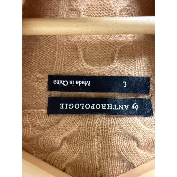Anthropologie Dip Dye cable mock neck Cashmere Sweater Size‎ large - Image 3