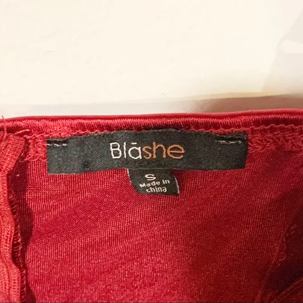 Blashe Size Small Red Bodycon Bra‎ Cup Ruched Midi Dress - Image 3