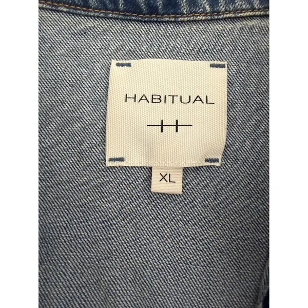 Habitual Blue Denim Mini Shirt Dress‎ Short Sleeve Button Front XL - Image 4