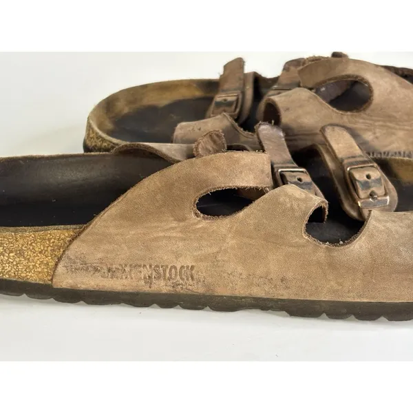 Birkenstock 3-Straps Florida Tan Brown Leather Ladies Sandals Size 40 Size 9/9.5 - Image 4