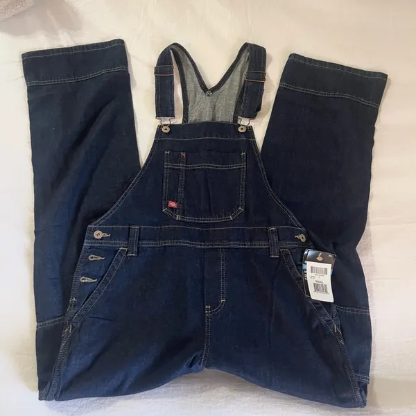 Dickies Womens Denim relaxed fit Bib Dark Wash Carpenter overalls - Image 2