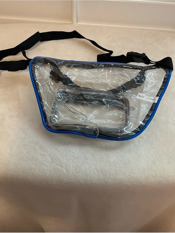Clear Mini Belt Bag with Blue Trim - Image 2