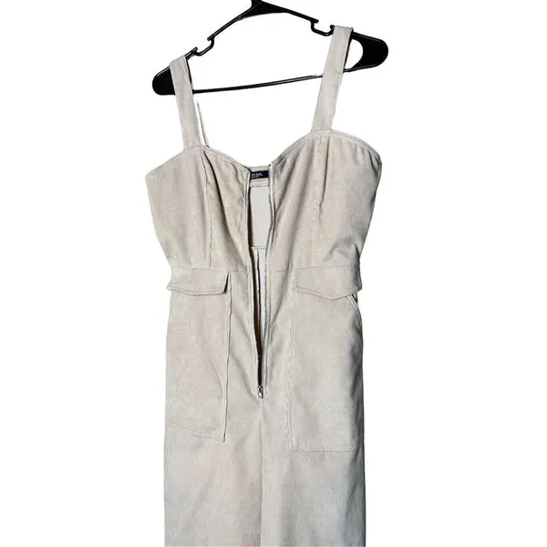 Nasty Gal Corduroy Cream Zip Up‎ Jumpsuit Size 6 - Image 6