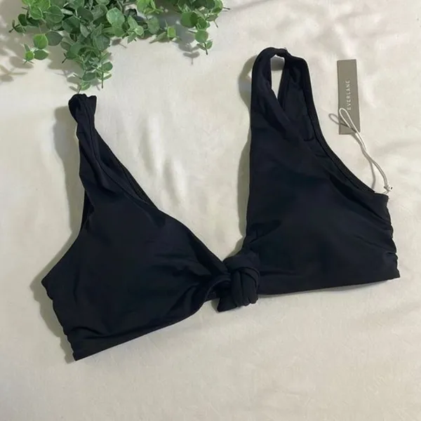 Everlane Bikini Women's Large Swim NWT The Tie-Front Bikini Top Black - Image 3