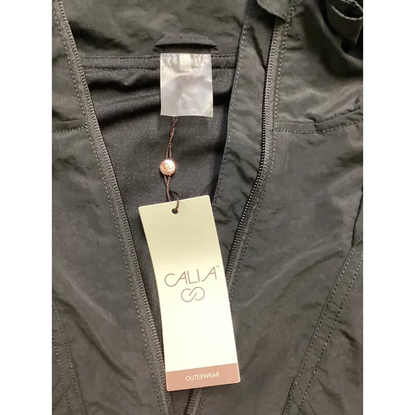 Calia‎ Womens XS Hooded Windbreaker Pure Black Water Repellent WAX14309 NWT - Image 2