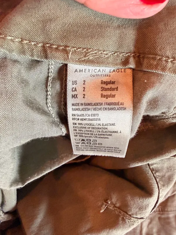 American Eagle Super High Rise Baggy Wide Leg Cargo Pants Olive Green Size 2 - Image 6
