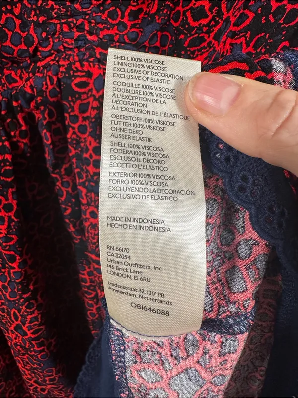 N91. Free People Red and Black Floral Mini Dress - Image 4