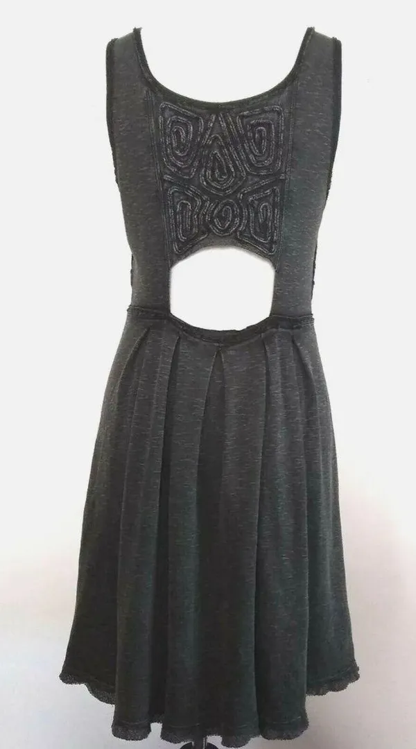 Free People Black Boho Beaded Mini Dress - Image 4