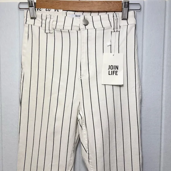 Bershka High Rise Jegging White Stripe Denim Pants‎ size 02' - Image 2