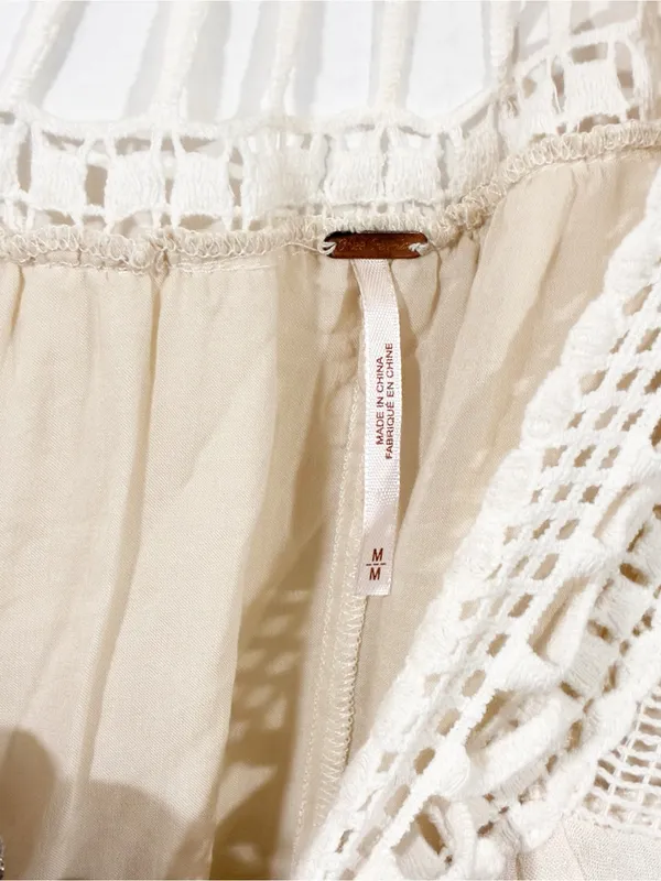 Free People Boho Sundancer Crochet Dress Cream Size Medium - Image 3