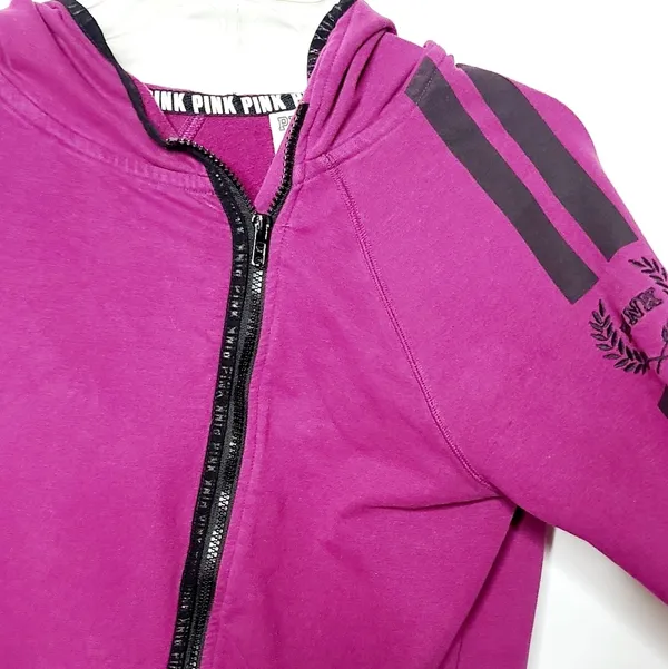 PINK - Victoria's Secret zip up hooded sweatshirt sz M - Image 4