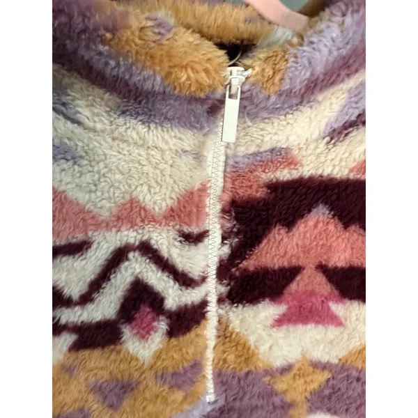 AERO Southwestern Aztec Sherpa 1/4 Zip Fleece Pullover XL‎ Kangaroo Boho Rustic - Image 3
