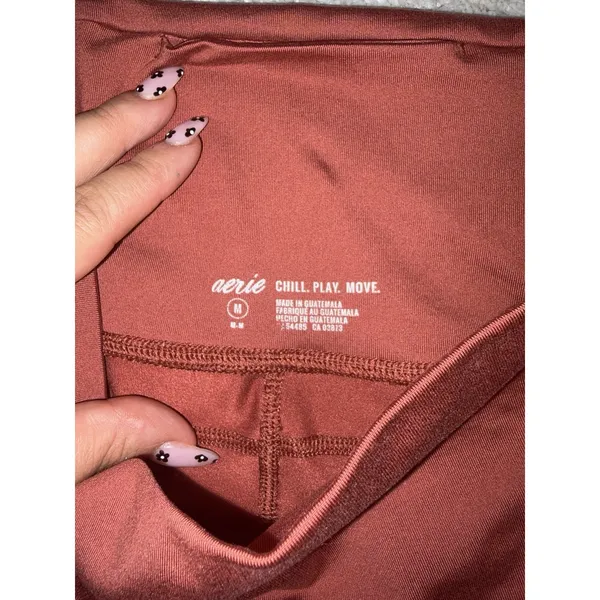 Offline By Aerie Leggings Orange 7/8 Length Mesh Dots M - Image 4