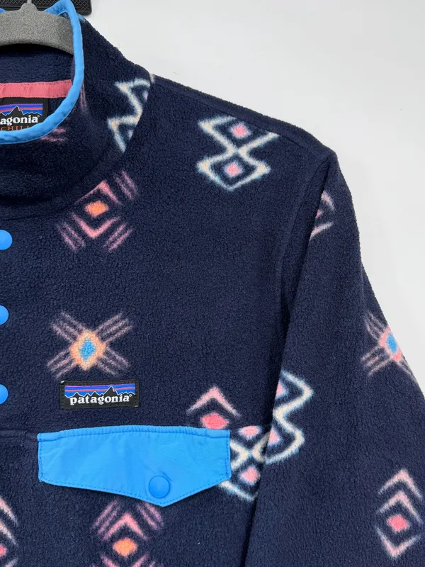 Patagonia Lightweight Synchilla Snap-T Women M Navy Geometric Fleece - Image 5