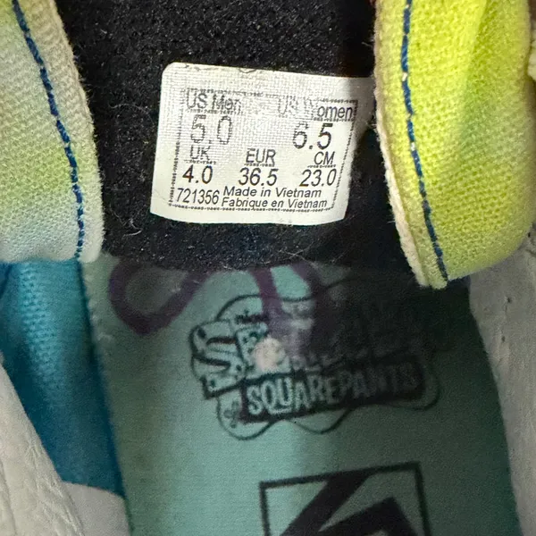 Vans Sk8-Hi SpongeBob SquarePants Blue Yellow Tie Dye Shoes Mens 5 Womens 6.5 - Image 4