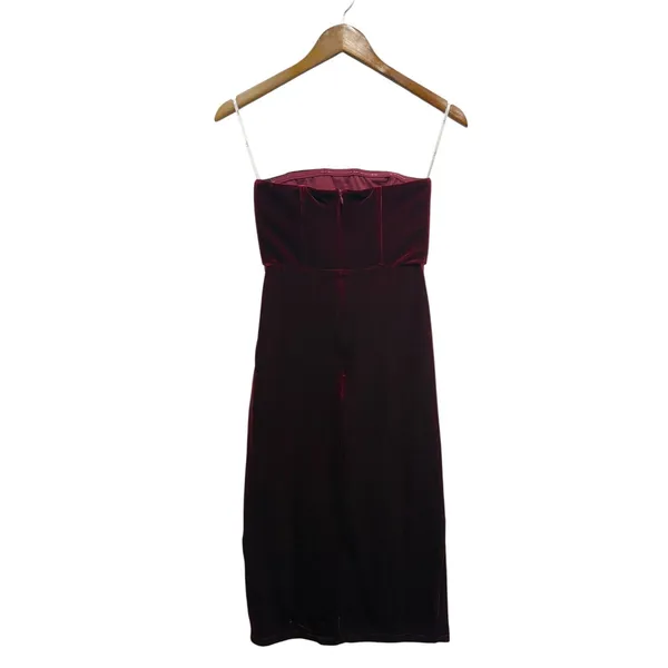 Lulus Masterfully Flirty Berry Red Velvet Bustier Midi Dress size XS NWT - Image 2