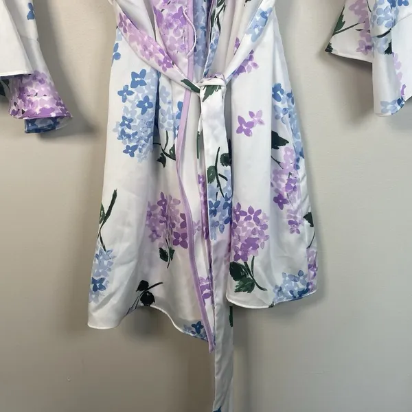 Kate‎ Spade White Floral Robe Women’s Size M Medium Bridal Wedding Casual Short - Image 3