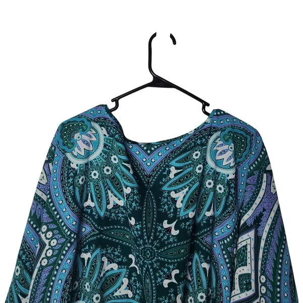 New York & Company Green Floral All Over Print V-Neck Tunic Blouse Top Size XL - Image 7