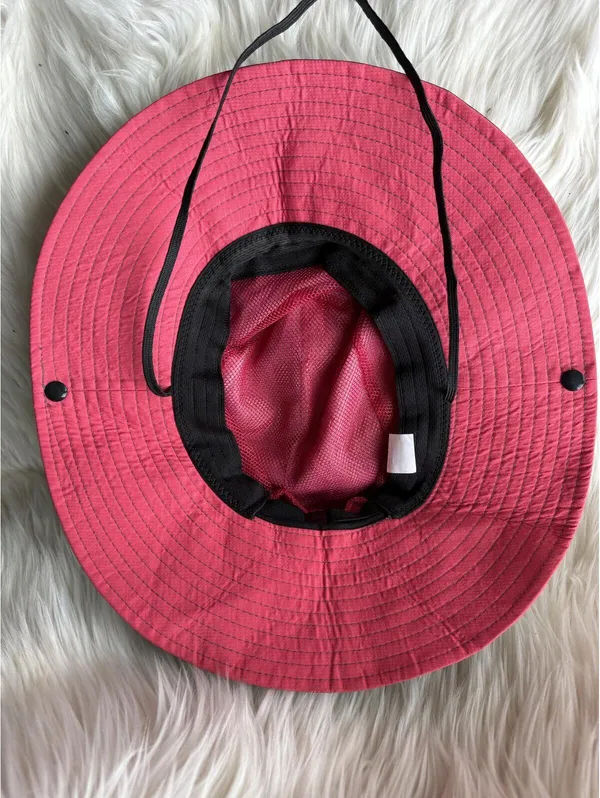 Sun Shade Wide Brim Outdoor Hat - Red and Gray - Image 7