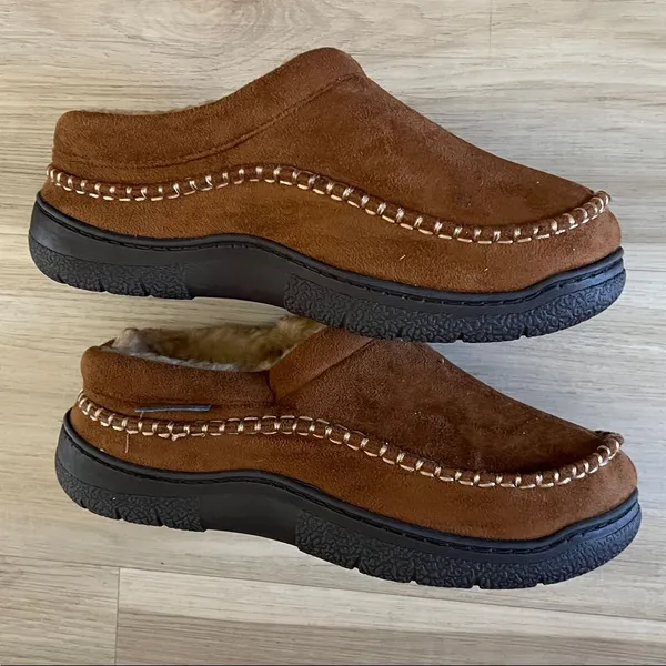 Zigzagger Casual Brown Suede Fleece-Lined Slip-On Slippers Size 8 - Image 2