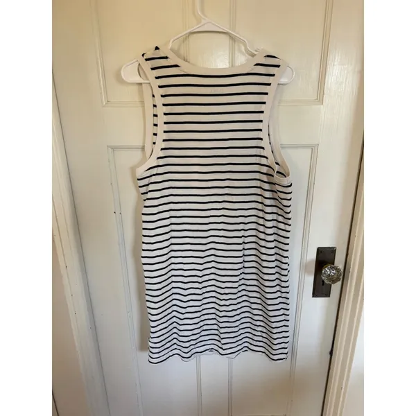 Pact navy & white striped organic cotton tank dress size large - Image 3