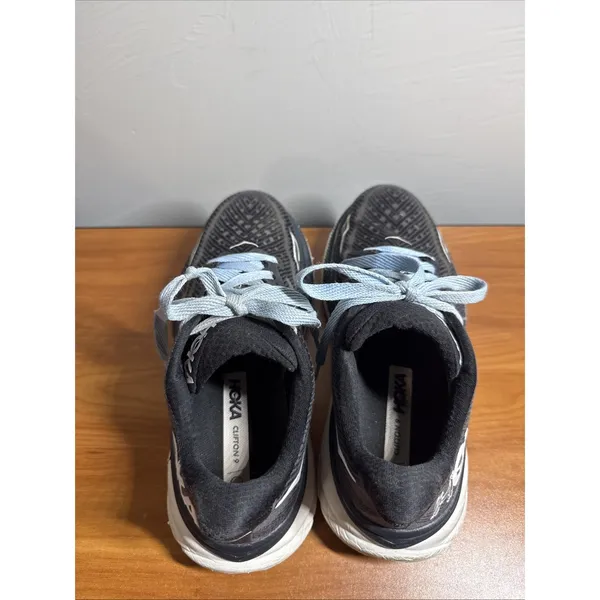 HOKA Clifton 9 Women Black/White Running Shoes Size 8B - Image 4