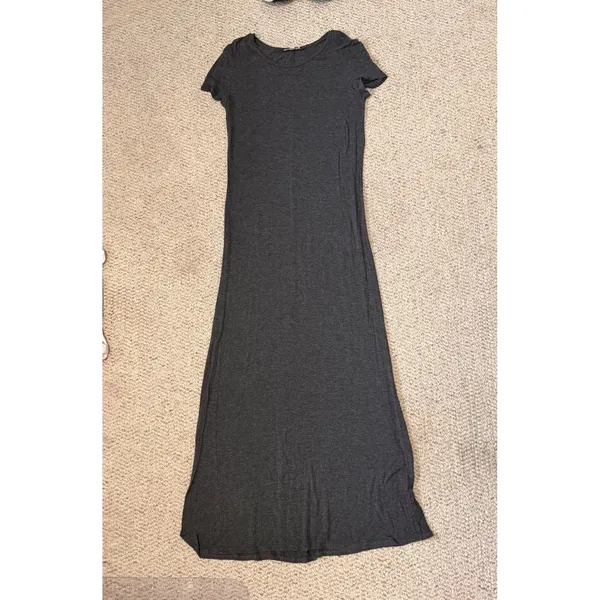 Zenana Outfitters Charcoal Gray Maxi Dress Rayon L Pockets‎ Minimalist - Image 2