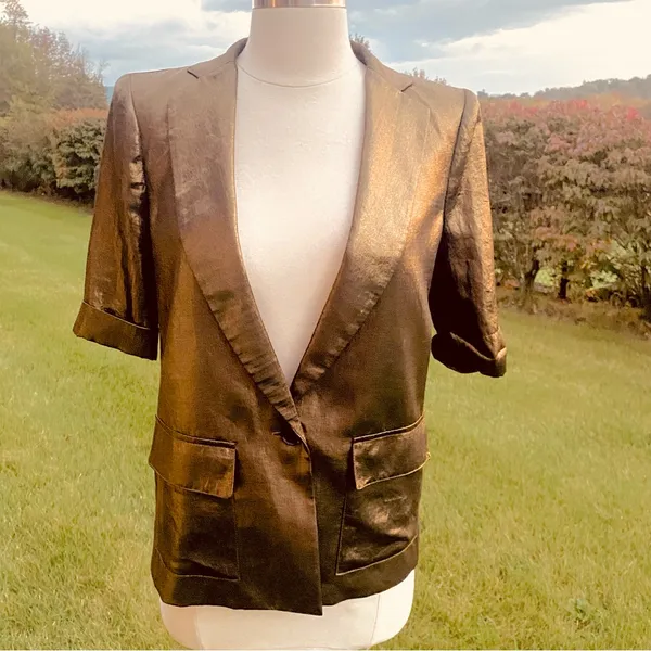 BCBG Maxazria Foley gold metallic blazer - Image 4