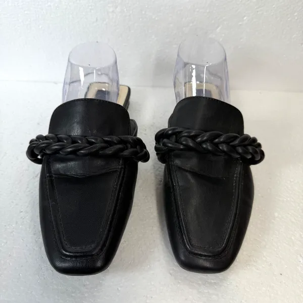 Dolce Vita Givony Braided Mules Slides Women's 10M Black Square Top - Image 2