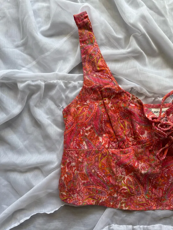 No Boundaries Paisley Tie-Front Woven Cotton Top - Image 2