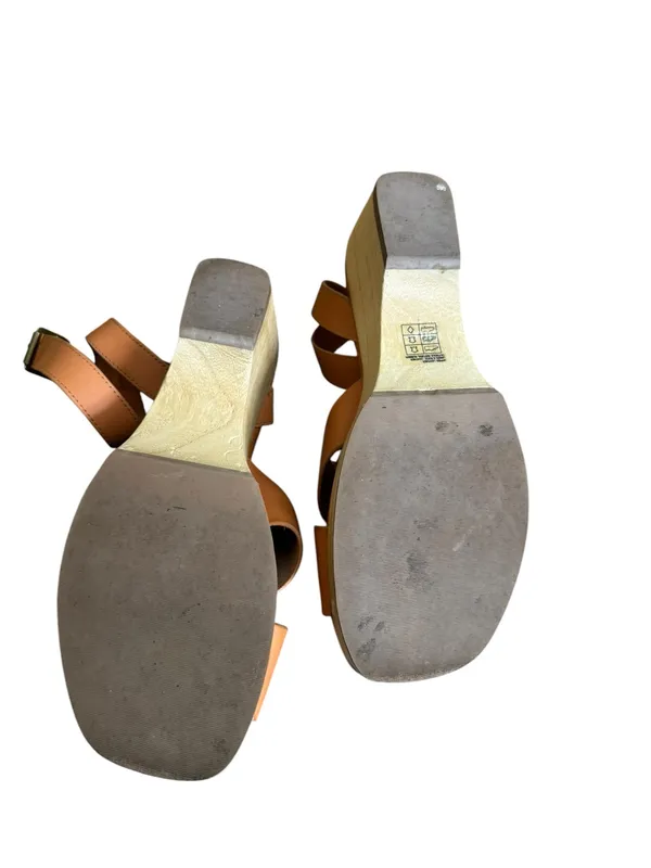 Everlane The Clog Sandals Brown Leather Crisscross Wood Platform 8.5 - Image 8