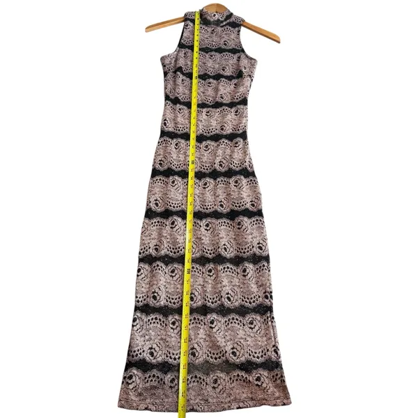 Privy Size S High Neck Lace Bodycon Maxi Dress Black Gold Special‎ Occasion NYE - Image 10