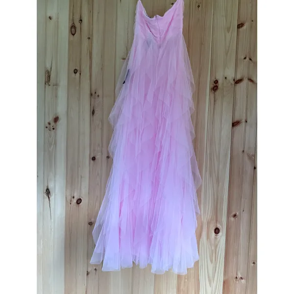 Lulus Delightful Beauty Pink Mesh Strapless Holiday Prom Maxi Medium - Image 5
