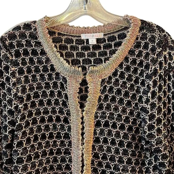Roz & Ali‎ Women's M Open Front Cardigan with Metallic Threading - Image 2