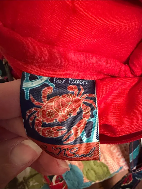 🦀🦀🦀BOGOHO🦀🦀🦀Paul Brent Red Navy Quilted Floral Anchor Crossbody - Image 6