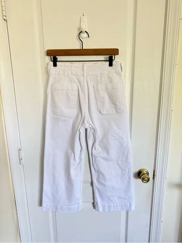 Anthropologie Maeve The Colette High Rise Wide Leg Cropped Jean in White - Image 5