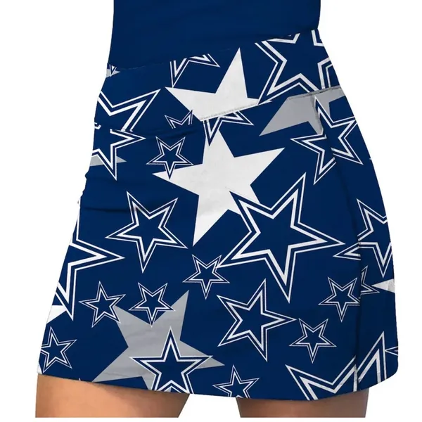Loudmouth x Dallas Cowboys Navy/Silver Active Star Mini Skirt Size 16 - Image 2