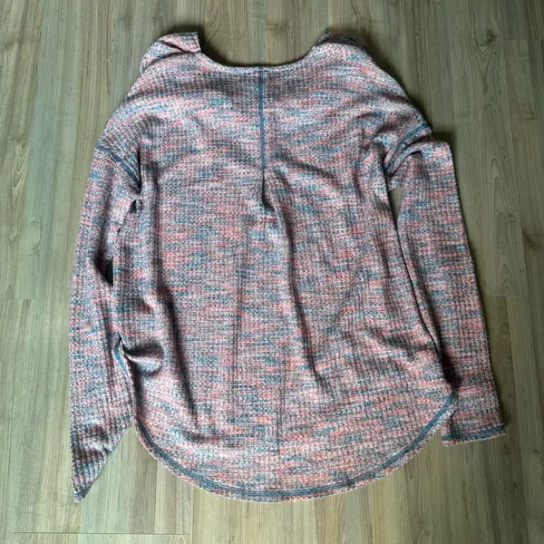 Free People Misty Top Retro Combo Cowl Neck Sweater Size Small Waffle Knit Boho - Image 4