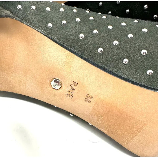 Raye Size 7.5 Boots‎ Gray Rhinestone Studded 4" Heel Back Zip Bootie Pointed Toe - Image 9
