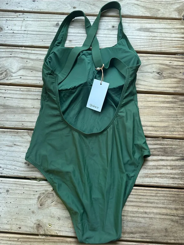 NWT Quince Cross back one piece swimsuit palm extra mediun - Image 5
