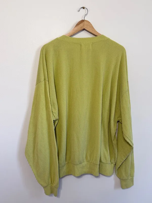 BUCKETLIST Nashville Sweatshirt Size Large Pullover Sweater Ribbed in lime - Image 6