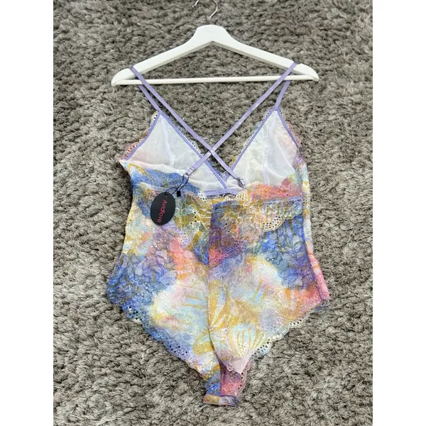 Avidlove Floral Lace Teddy Bodysuit Women Large Multicolor Strappy Lingerie NWT - Image 3