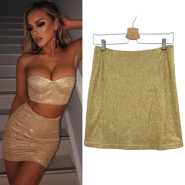Babyboo Fashion Patrice Skirt Mini Gold Glitter Size‎ Large - Image 2