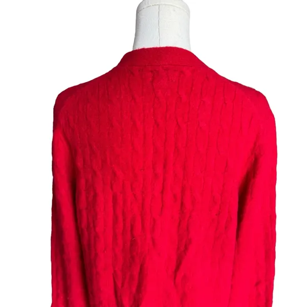 J. Crew - Red Extra Soft Preppy Cardigan Cable Knit Sweater Sz M - Image 6