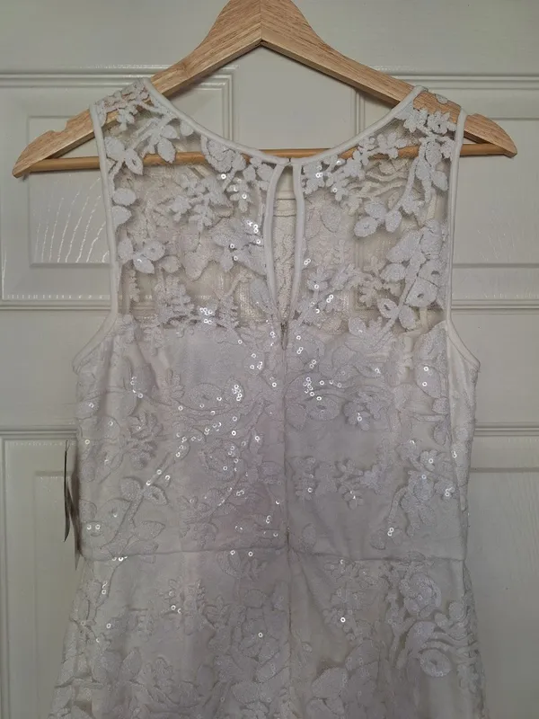 Donna Ricco David's Bridal NWT Ivory Lace Sequin Dress Size 2 - Image 9