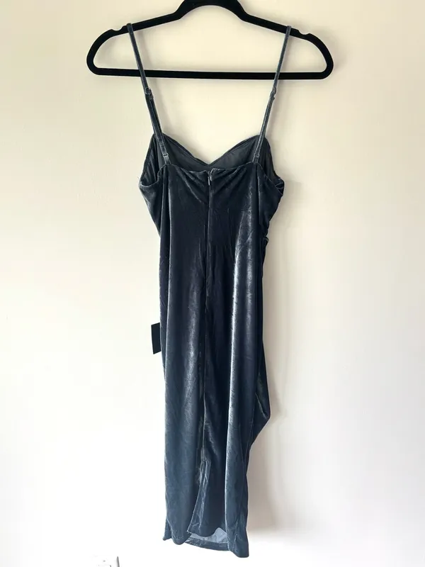 Lulus Plush Personality Slate Blue Velvet Ruched Bodycon Midi Dress Formal - Image 10