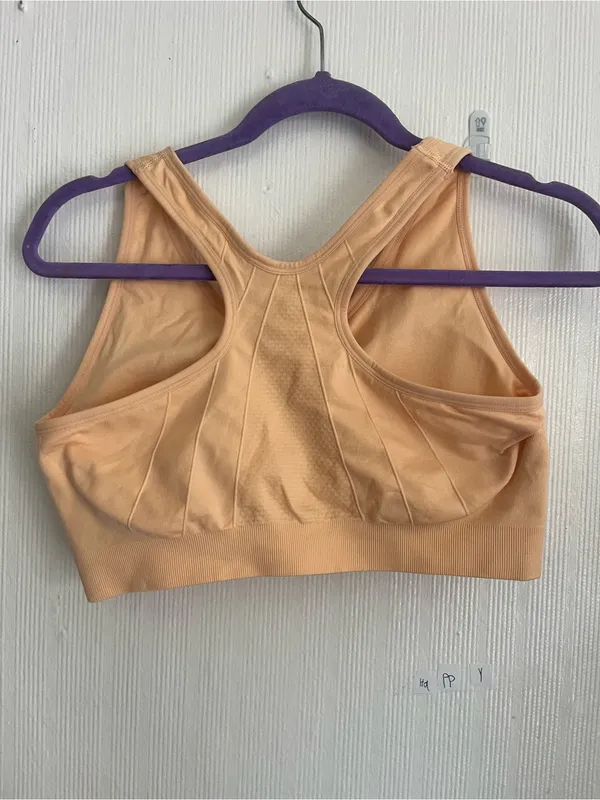 Front-Zip High Support Sports Bra - Nude/Gray - Image 10