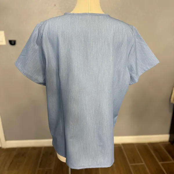 FIGS NWT Women's Catarina One-Pocket Scrub Top Heather Indigo Blue Size 2XLR - Image 3