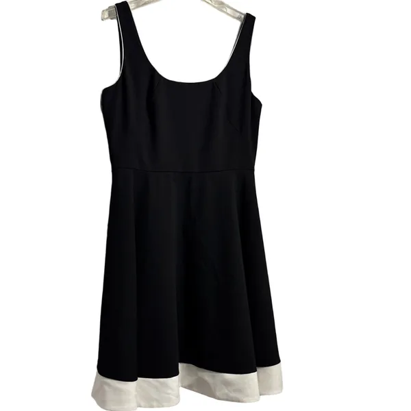White House Black Market Black and White Mini Dress - Image 4