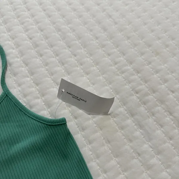 American Eagle Sleeveless Ribbed Cropped Tank Top Shirt Sz XS Extra Small Aqua - Image 8